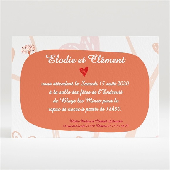 Carton d'invitation mariage l'Arbre de l'Amour réf.N120150