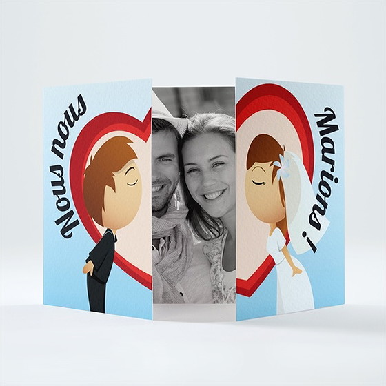 Faire-part mariage illustrations mariés comiques