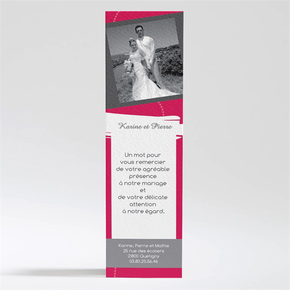 Remerciement mariage Framboise et gris photo réf.N200100