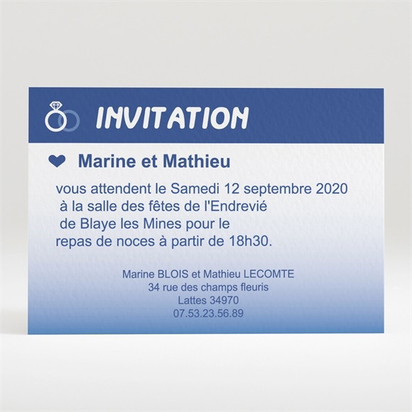 Carton d'invitation mariage Nous deux pour la Vie réf.N120161