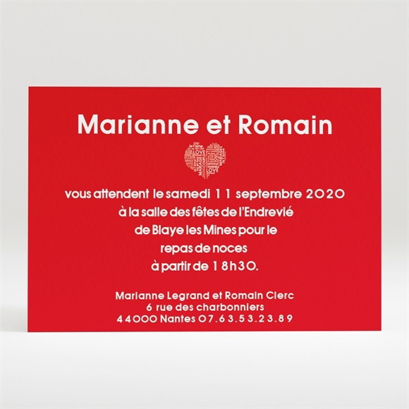 Carton d'invitation mariage Empreintes réf.N120155