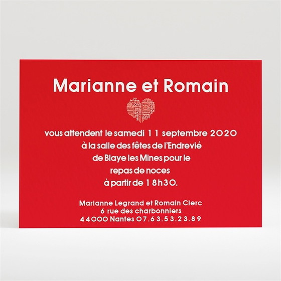 Carton d'invitation mariage empreintes
