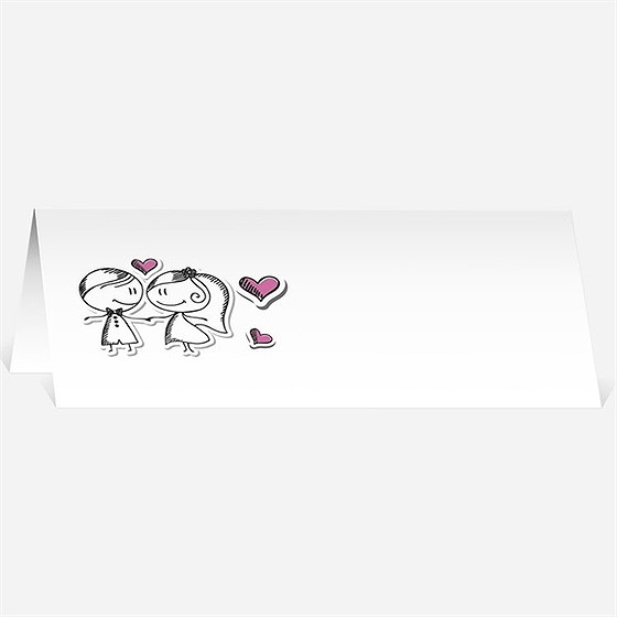 Marque-place mariage amoureux illustrés