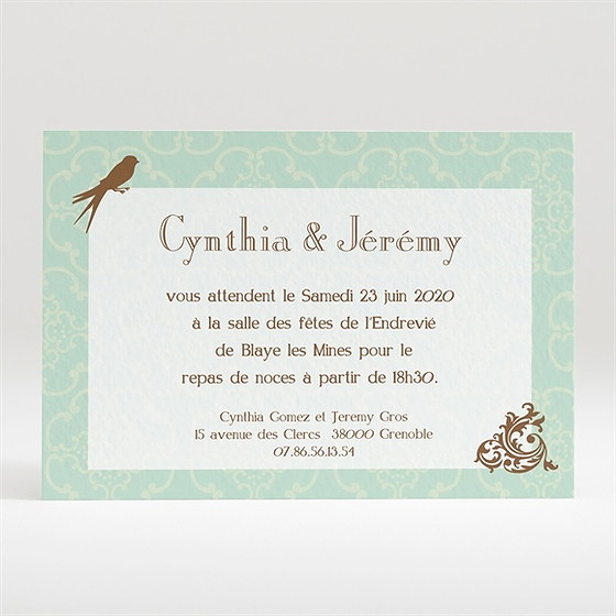 Carton d'invitation mariage mariage baroque et fantaisie