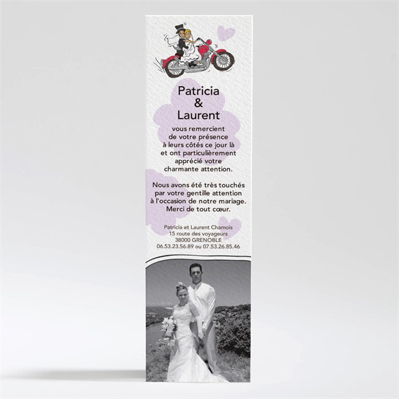 Remerciement mariage Sur la route du bonheur réf.N200110