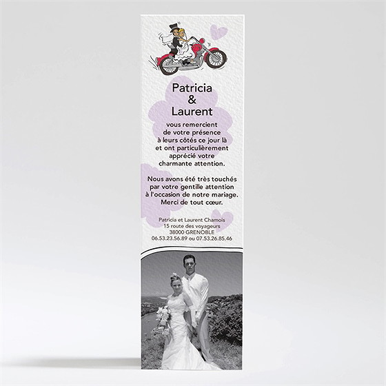 Remerciement mariage sur la route du bonheur