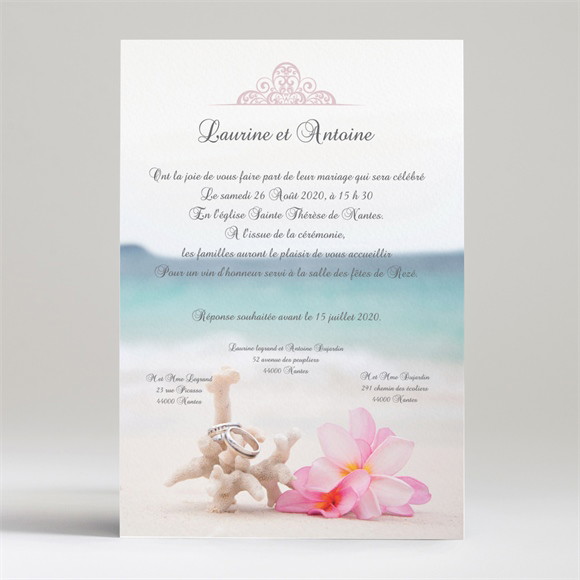 Faire-part mariage Coquillages et crustacés réf.N24014