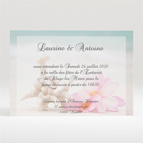 Carton d'invitation mariage Coquillages et crustacés réf.N120167