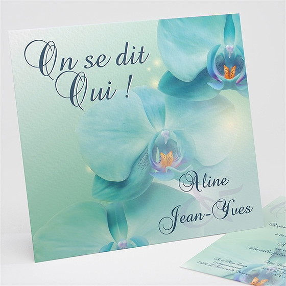 Faire-part mariage orchidées bleues