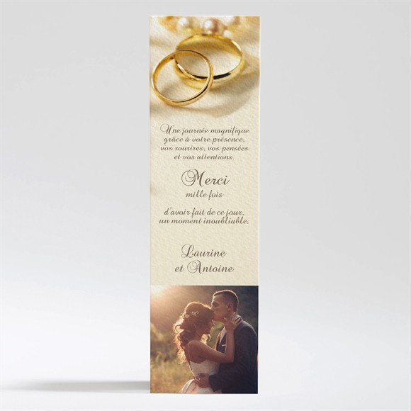 Remerciement mariage Alliances fond crème réf.N200119