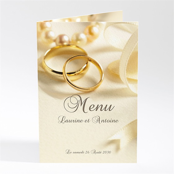 Menu mariage alliances fond crème