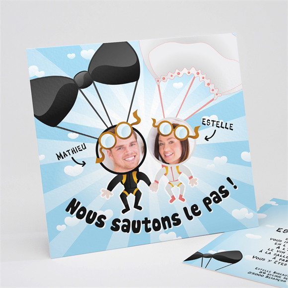 Faire-part mariage En parachute montage photo réf.N31124