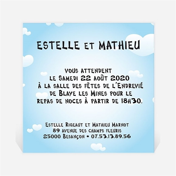 Carton d'invitation mariage En parachute montage photo réf.N30024