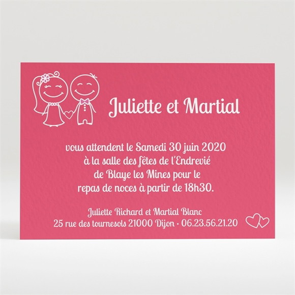 Carton d'invitation mariage Ardoise d'écolier et humour réf.N120170