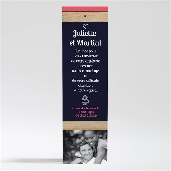 Remerciement mariage Ardoise d'écolier et humour réf.N200122