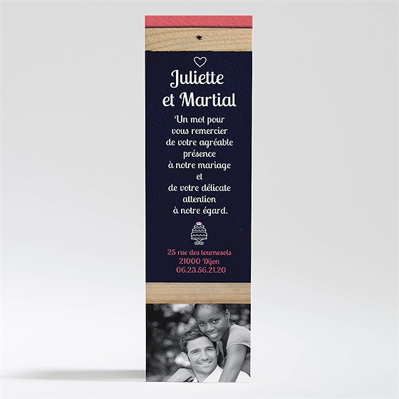 Remerciement mariage ardoise d'écolier et humour