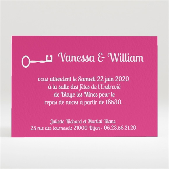 Carton d'invitation mariage La Clé du Bonheur réf.N120172