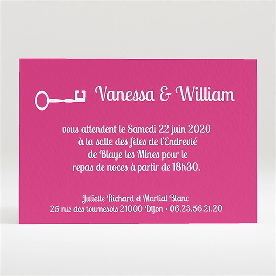 Carton d'invitation mariage la clé du bonheur