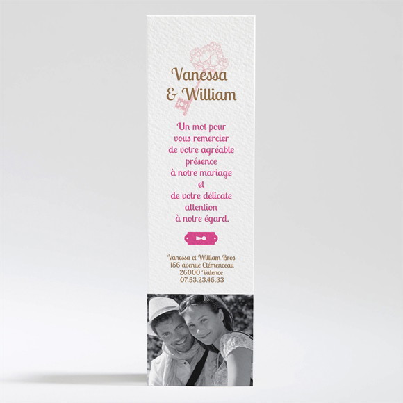 Remerciement mariage La Clé du Bonheur réf.N200124