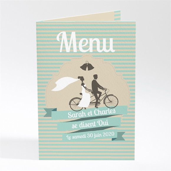 Menu mariage Deux mariés à vélo réf.N401142