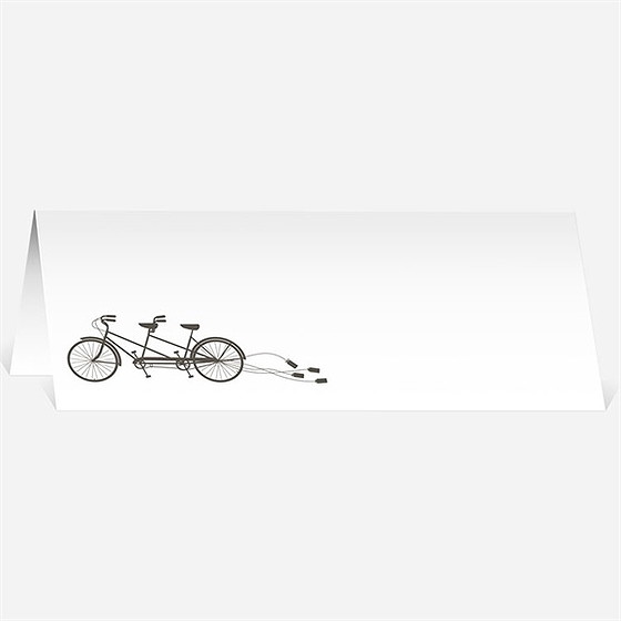 Marque-place mariage deux mariés à vélo