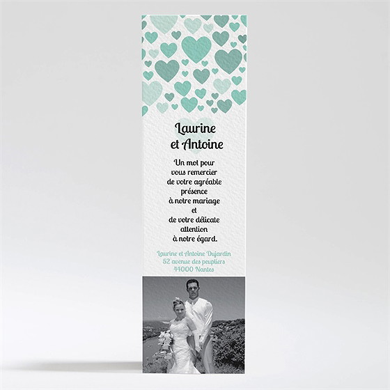 Remerciement mariage sous les coeurs de l'amour