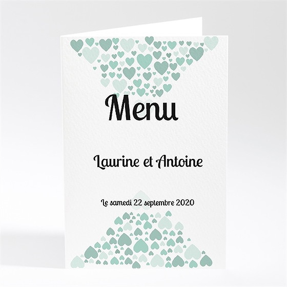 Menu mariage sous les coeurs de l'amour