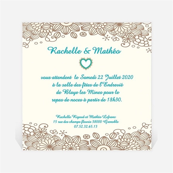 Carton d'invitation mariage Notre Histoire réf.N30027