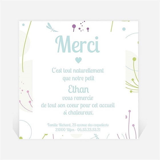 Remerciement naissance carte mignonne
