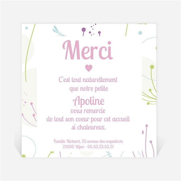 Remerciement naissance Faire part photo buccolique réf.N30060