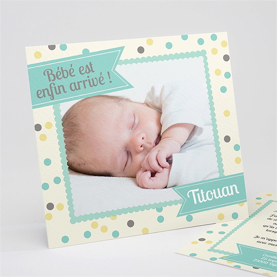 Faire-part naissance pastilles et pois