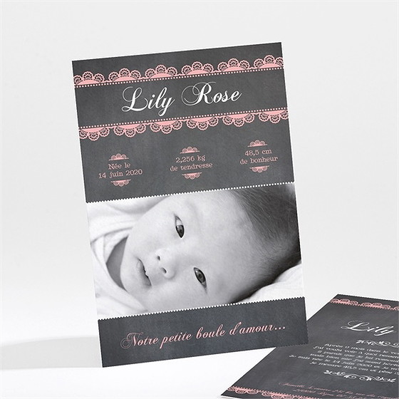 Faire-part naissance ardoise vintage et typographie