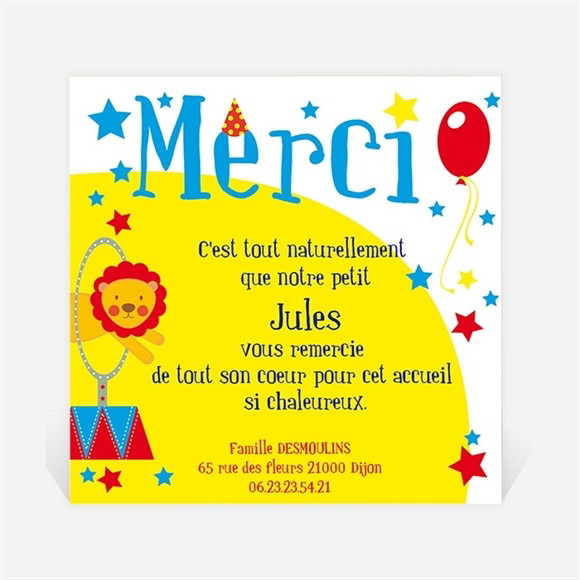 Remerciement naissance Fête et ambiance réf.N30061