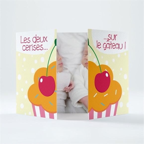 Faire-part naissance Les Deux cerises sur le gâteau réf.N70123