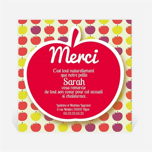 Remerciement naissance Belle Pomme réf.N30070