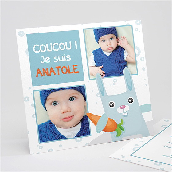 Faire-part naissance lapin carotte