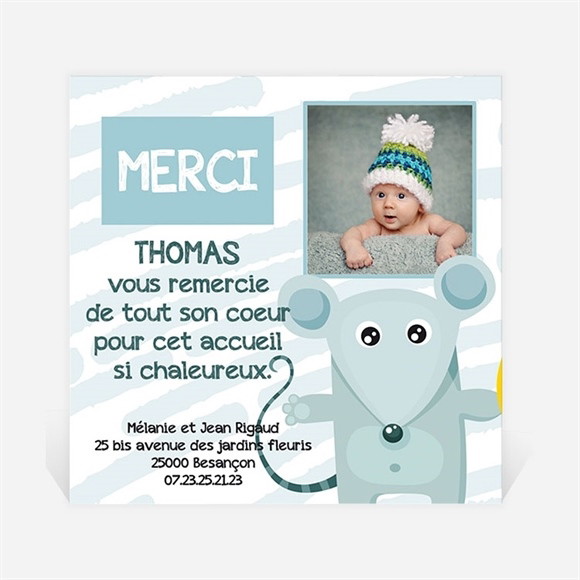Remerciement naissance Souriceau réf.N30069