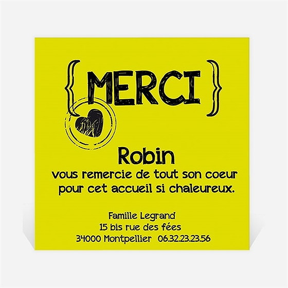 Remerciement naissance pictogrammes sur photo