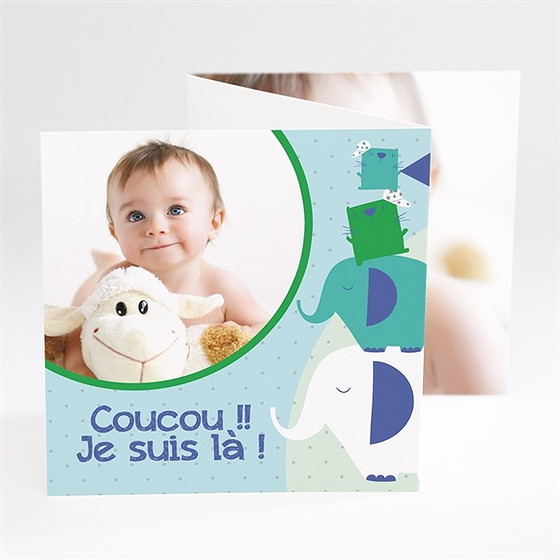 Faire-part naissance coucou je suis là