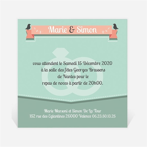 Carton d'invitation mariage Silhouettes noires et blanches réf.N30094