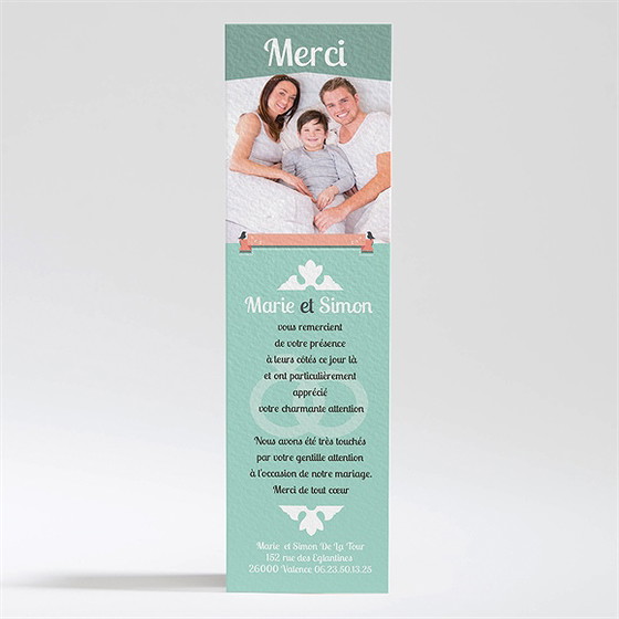 Remerciement mariage silhouettes noires et blanches