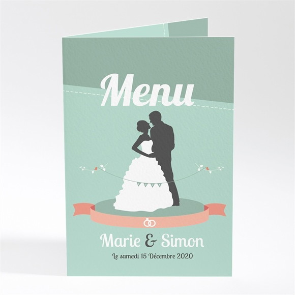 Menu mariage Silhouettes noires et blanches réf.N401153