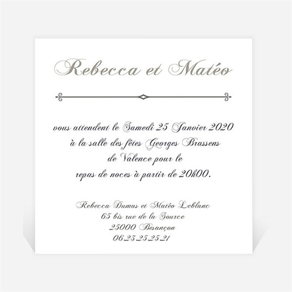 Carton d'invitation mariage Sérénité réf.N30097