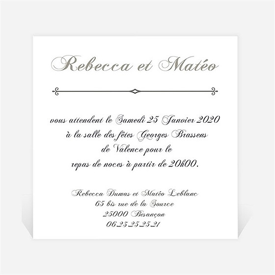 Carton d'invitation mariage sérénité