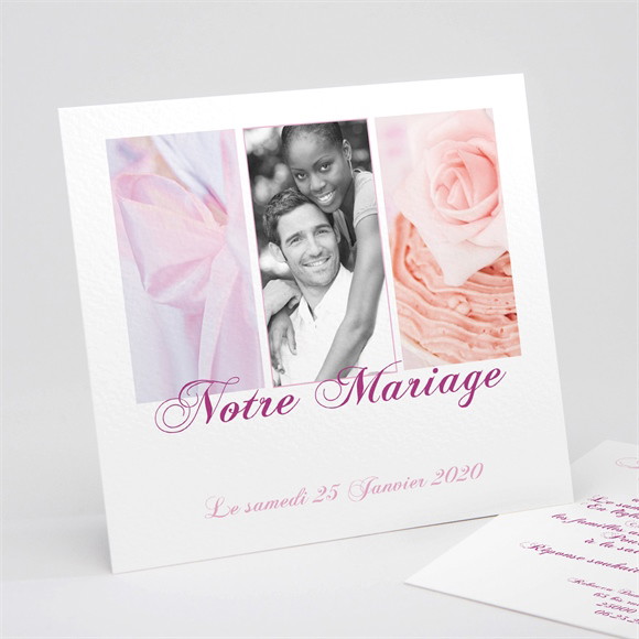 Faire-part mariage Dans un lit de roses réf.N31139