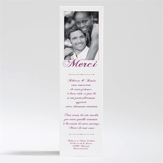 Remerciement mariage dans un lit de roses