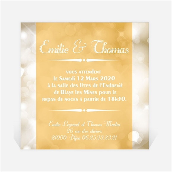 Carton d'invitation mariage Scintillements réf.N30099