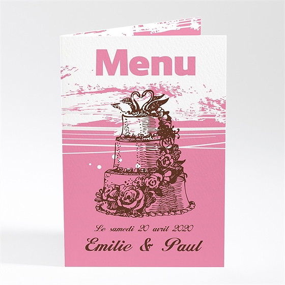 Menu mariage le gâteau rose et blanc