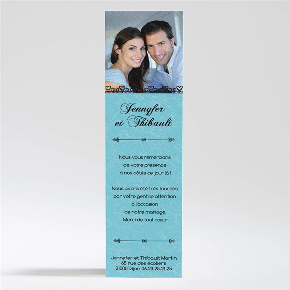 Remerciement mariage En Bleu et Noir réf.N200172