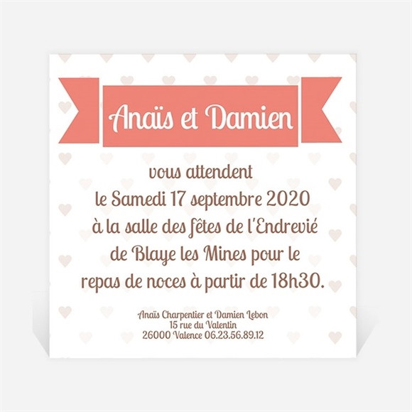 Carton d'invitation mariage Ballon en coeur poétique réf.N300109